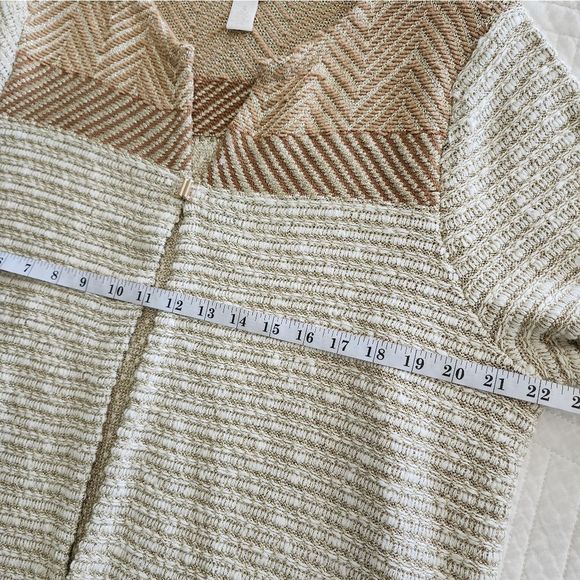 Chico's french hem and cuffs boho tunic style oatmeal open cardigan sweater - Picture 10 of 12